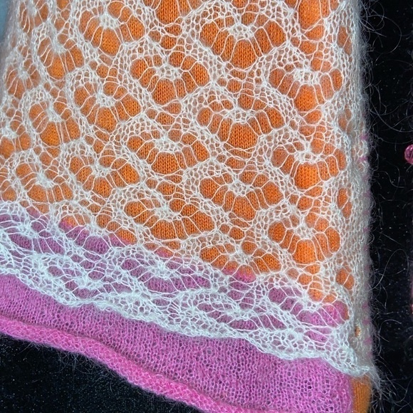 Sigrid Olsen Pink Trim Crocheted Overlay Cardigan​​​​​​​​​​​​​​​​​​​​​​​​​​​ - Picture 7 of 8